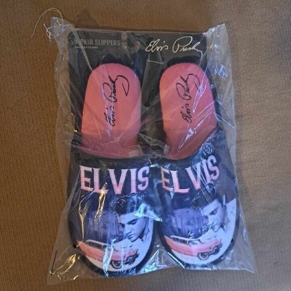 Elvis Presley Slippers New Pink Cadillac One Size Fits Most Night Slip On Shoes - Picture 3 of 3